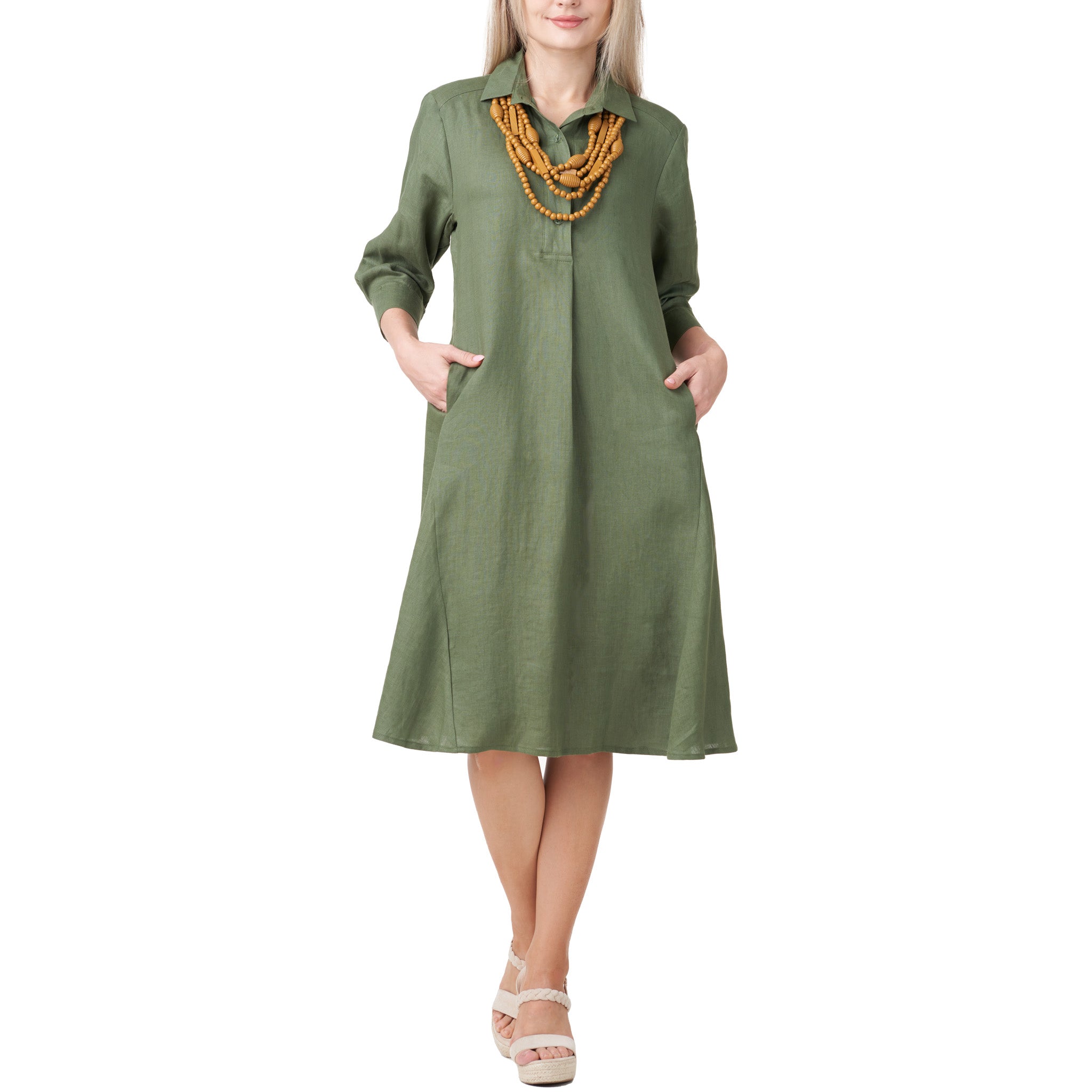 Anne Kelly Linen Shirt Dress Yen's Studio Anne Kelly Linen Shirt Dress Yen's Studio