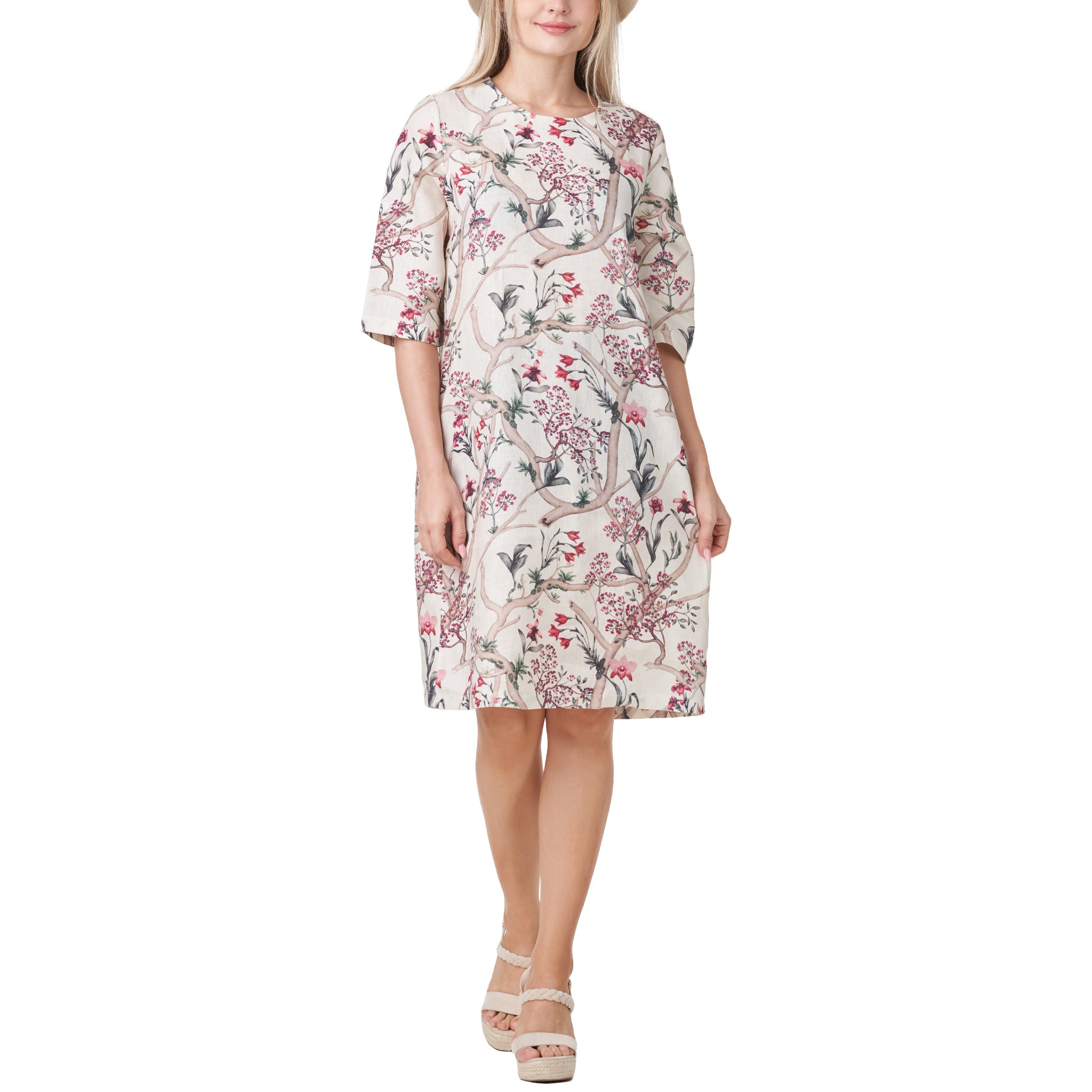 Anne Kelly Linen Floral Dress Yen's Studio Anne Kelly Linen Floral Dress Yen's Studio