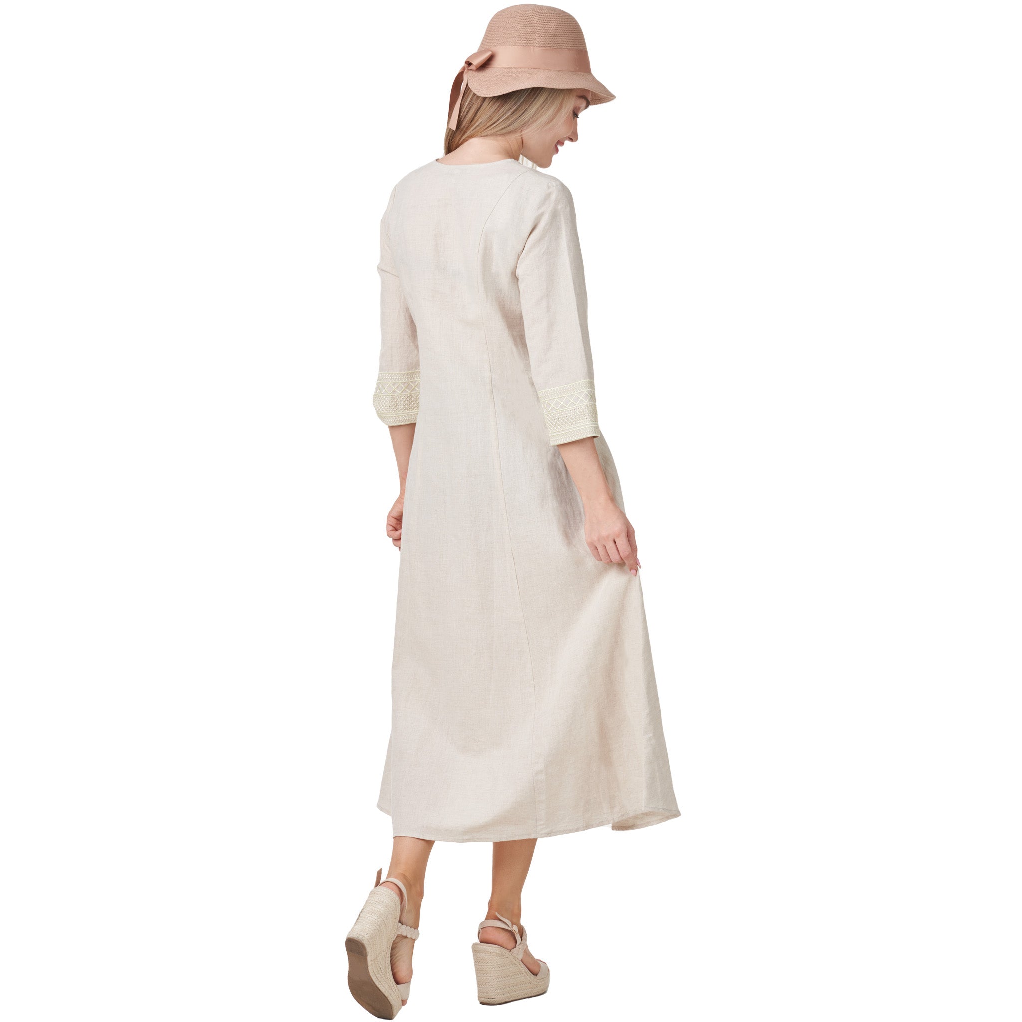 Anne Kelly Embroidered Linen Dress Yen's Studio Anne Kelly Embroidered Linen Dress Yen's Studio