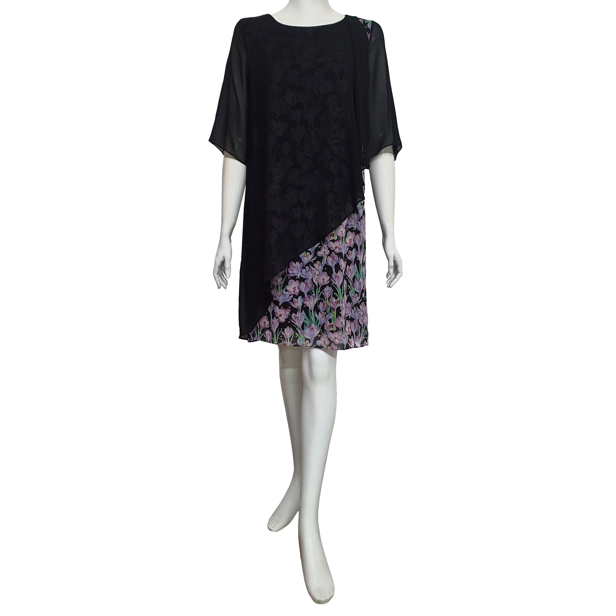Joan Allen Floral Chiffon Overlay Dress  Yen's Studio