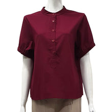 Load image into Gallery viewer, Anne Kelly Mandarin Collar Short-Sleeve Blouse
