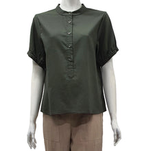 Load image into Gallery viewer, Anne Kelly Mandarin Collar Short-Sleeve Blouse
