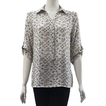 Load image into Gallery viewer, Joanna Miller Floral Print Roll-Sleeve Blouse
