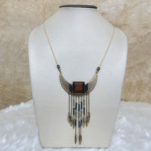 Load image into Gallery viewer, Wood and Metal Fringe Necklace
