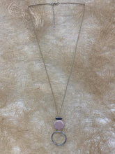 Load image into Gallery viewer, Coloured Stone &amp; Silver Open Circle Long Necklace
